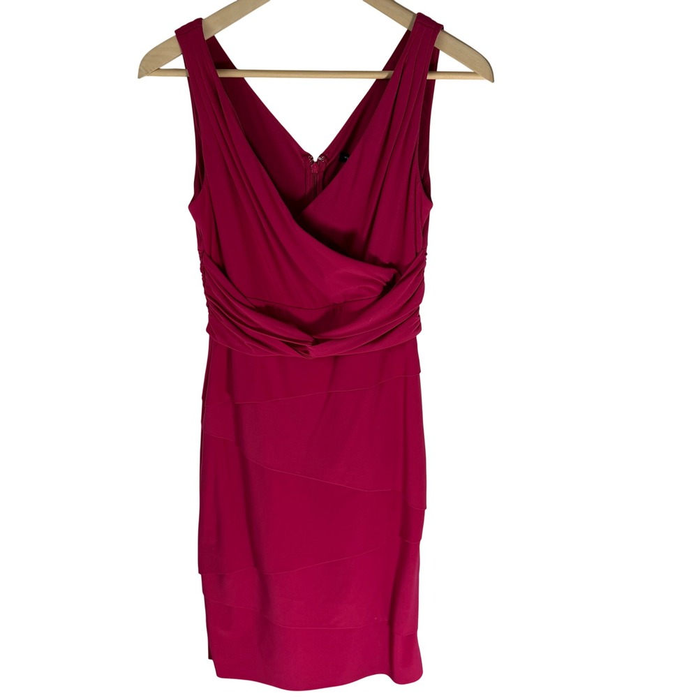 White House Black Market Fuchsia Pink Ruched Tiered Sheath Cocktail Dress 4
